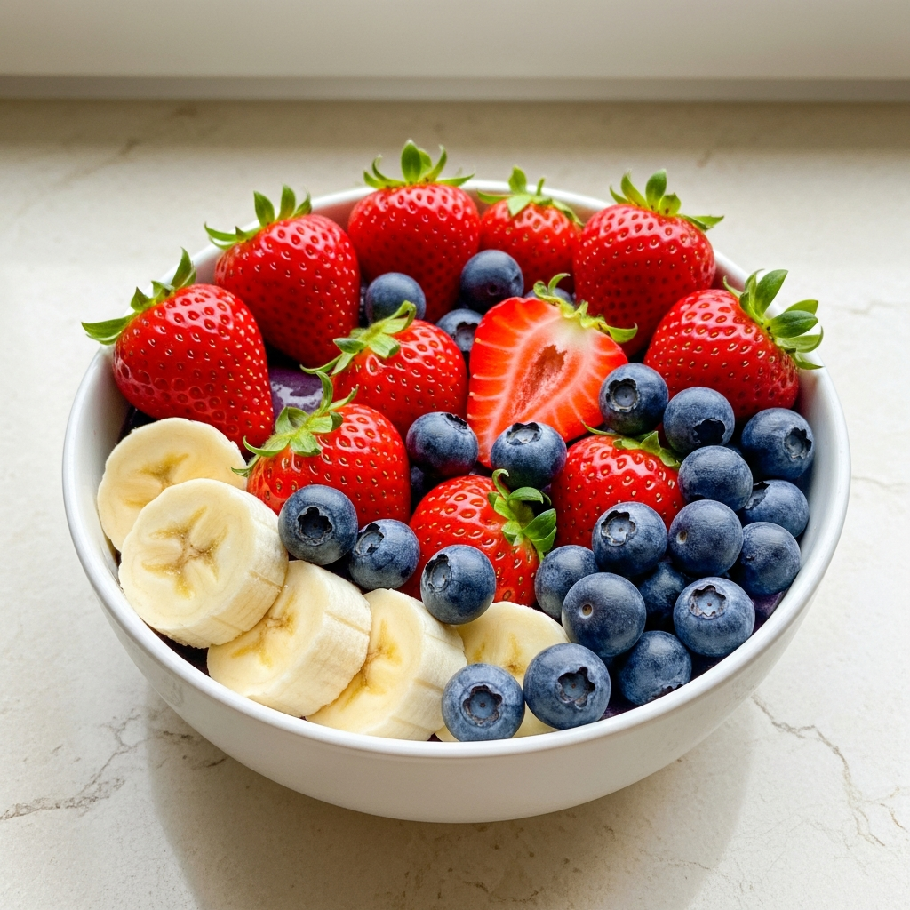 Strawberry Banana Blueberry Blend, IQF in use