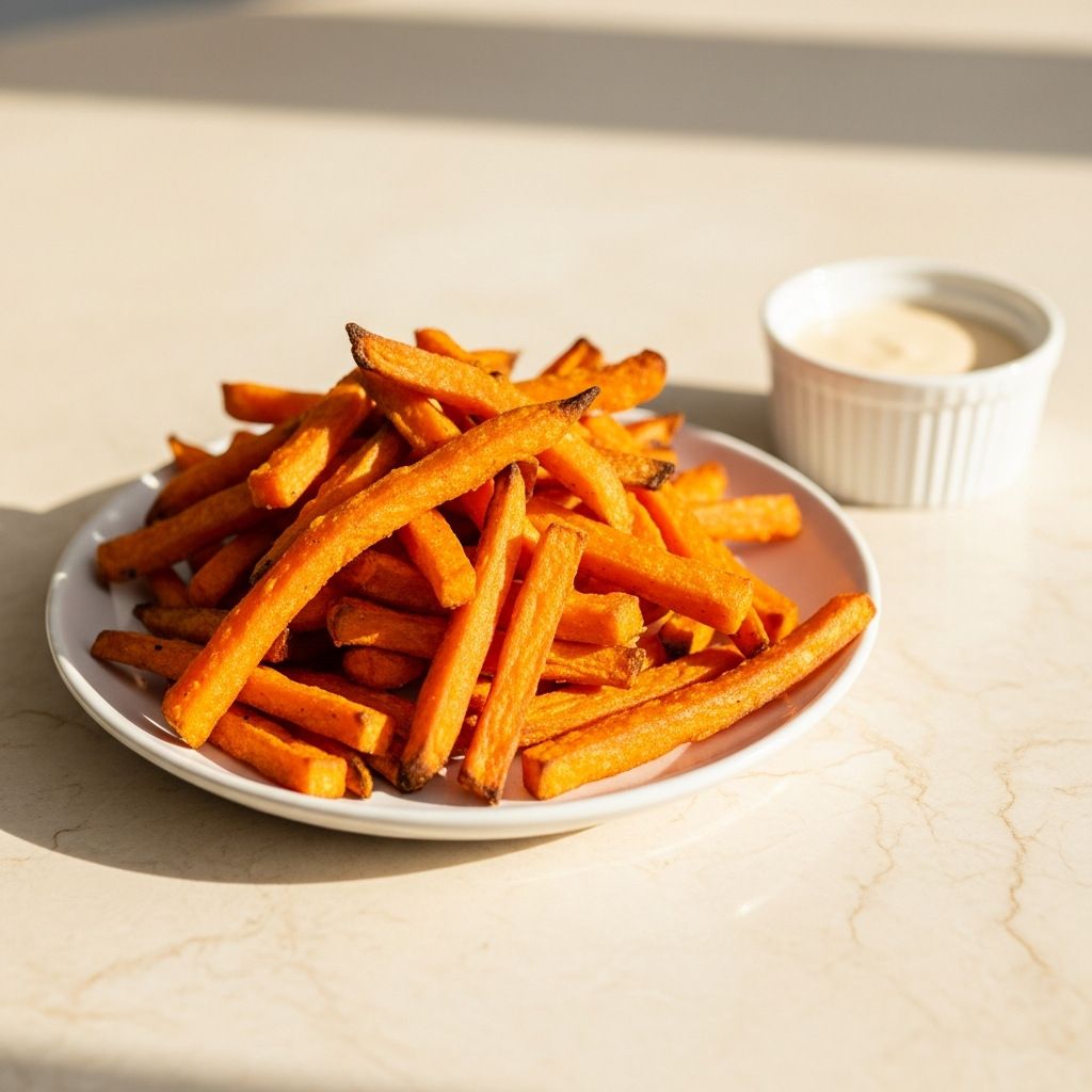 Sweet Potato Fries, Seasoned, Frozen in use