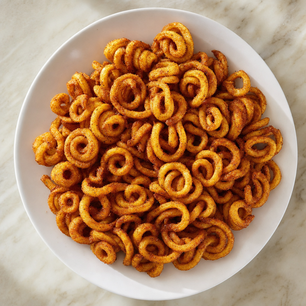 [POF002-A22LB] Curly Fries, Seasoned, Frozen (22 lb/Cs, Annabell's)
