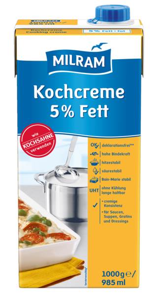 [DFF004-NA12X22LB] UHT Cooking Cream 5% fat ((12 x 2.2 lb) 26.4 lb, Naarmann)